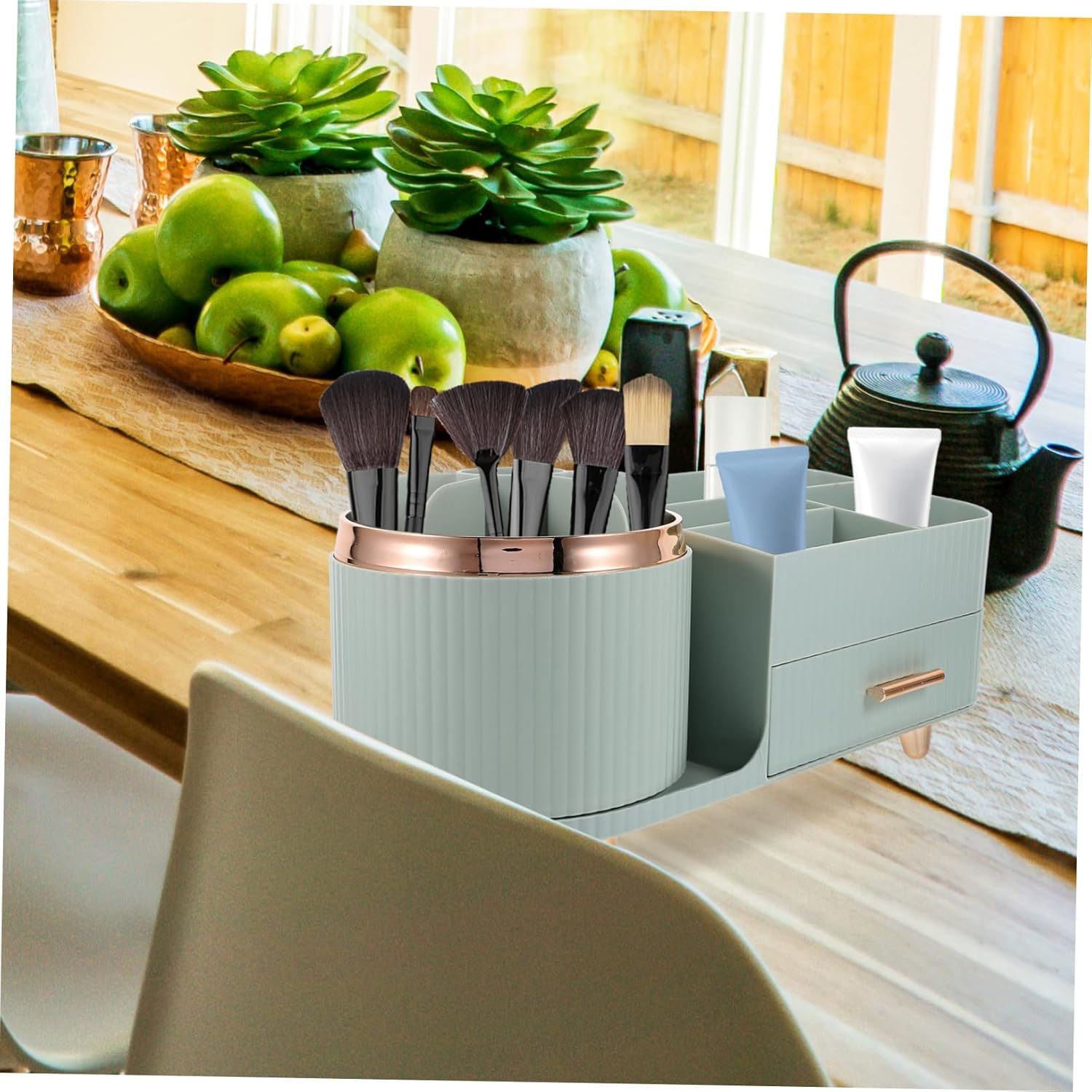 LIFKOME Spinning Makeup Organizer Rotating Cosmetic Display Case Brush Holder Skincare Organizers