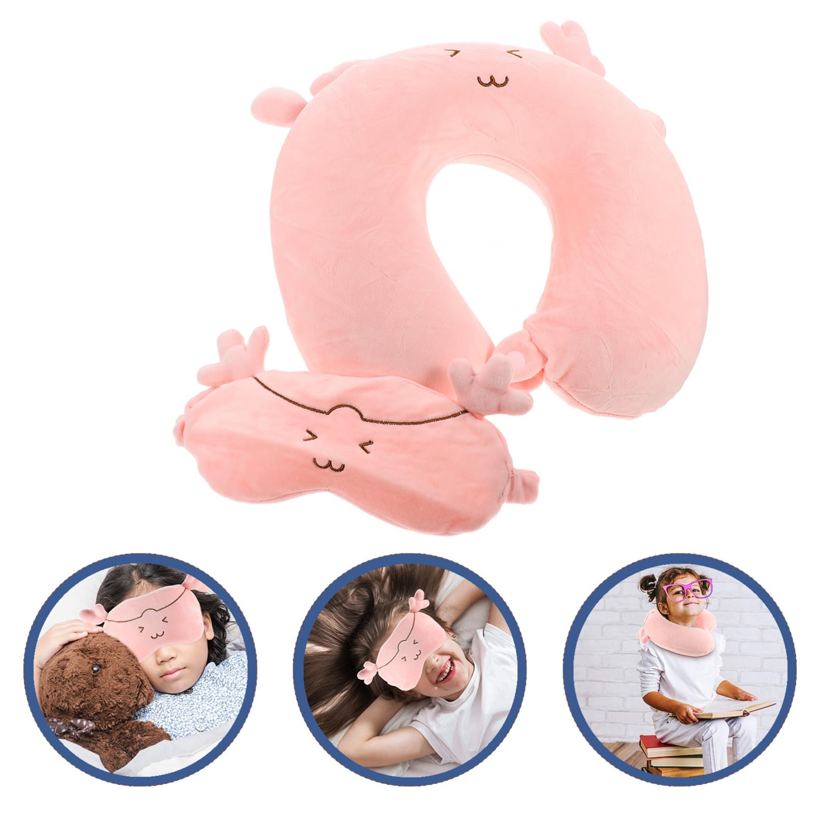 GOOHOCHY Cervical Pillow for Boys and Girls Travel Pillow Soft Nap Pillow Eye Mask for