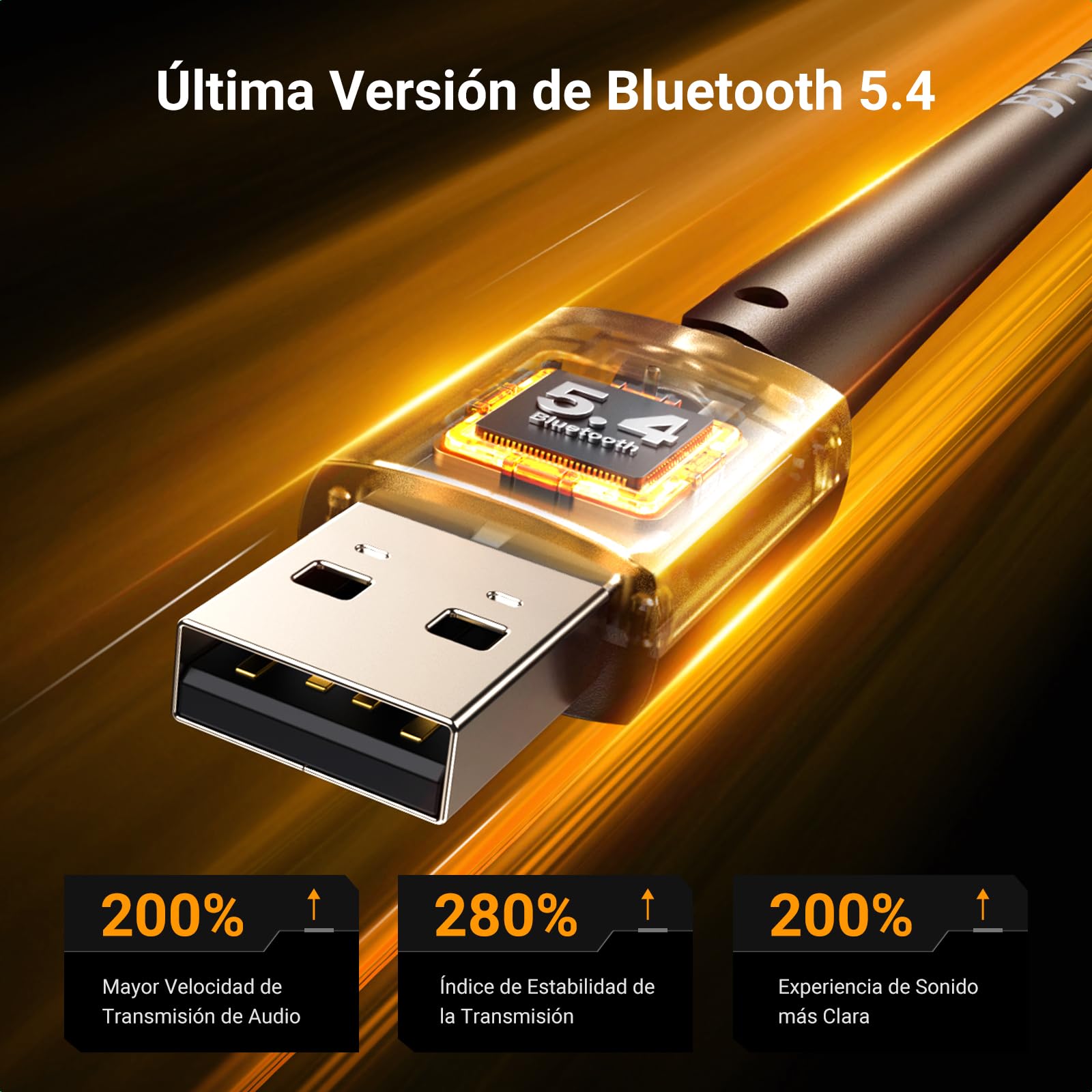 UGREEN Adaptador Bluetooth 5.4 para PC Antena de Alto Rango USB Dongle para Windows 11/10/8.1para Mouse Teclado Auriculares Teléfono Controlador