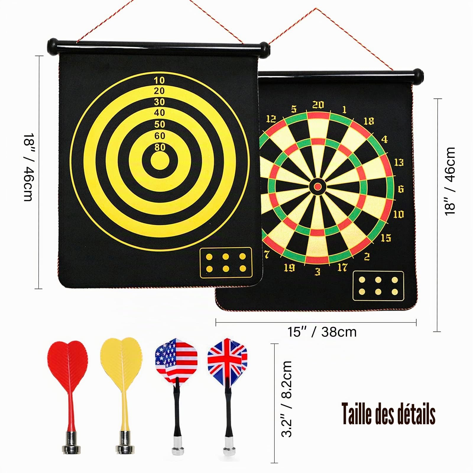 HelaCueil Magnétique Cible de Fléchette Ø38cm - Sécurisé pour Enfants et Adultes Jeu de Fléchettes