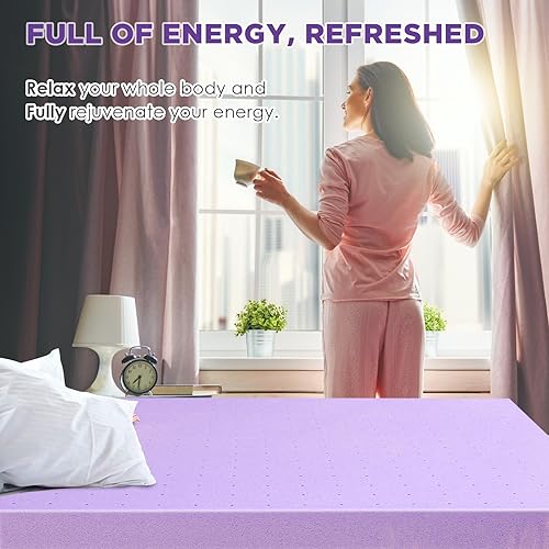 Miniatura 7 de BedsPick Cubrecolchón de espuma viscoelástica de tamaño matrimonial, almohadilla de colchón de gel para aliviar el dolor de espalda, cojín de cama