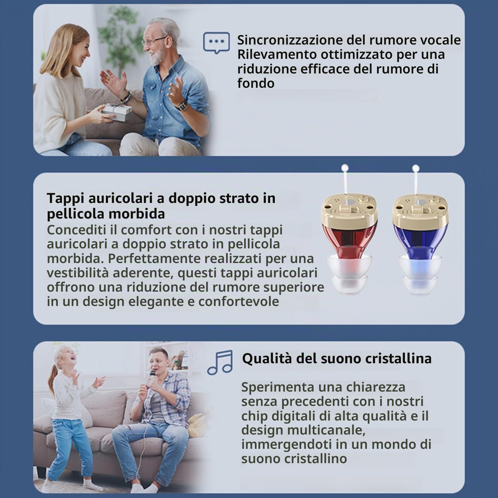 Amplificatore Audio Digitale Mini Ricaricabile - Amplificatore Acustico Digitale per Adulti e Anziani, con Qualità Audio Superiore, Riduzione Intelligente del Suono, Display di Potenza HD, Bianco