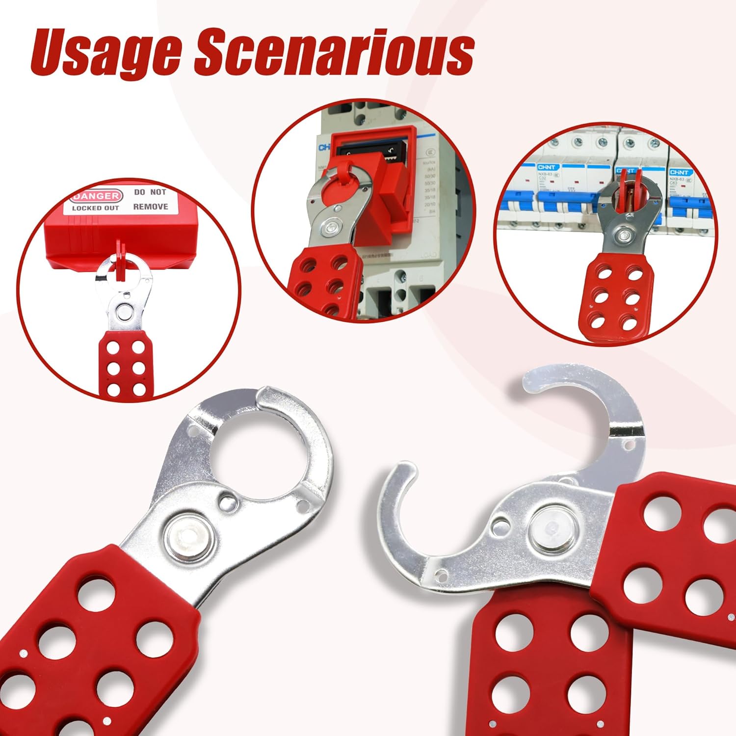 Lockout Tagout Hasp - 2 Pack Stainless Steel Lockout Hasp, Nylon Handle, Tamper-Proof and Impact-Resistant Loto Hasp, 1 inch Jaw Diameter