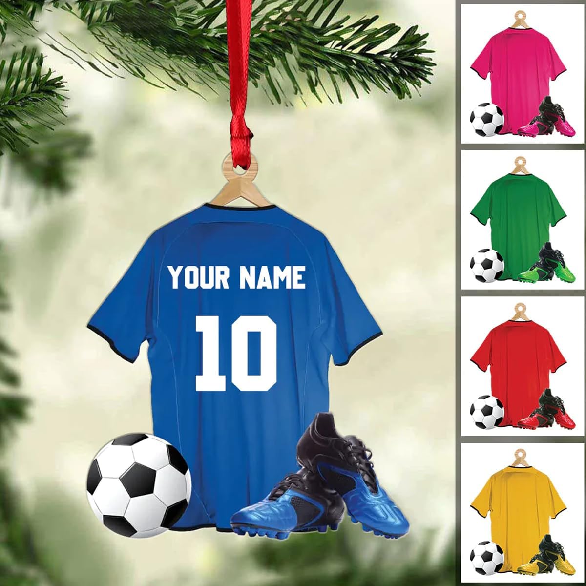 Personalized Soccer Player Christmas Ornament, Custom
