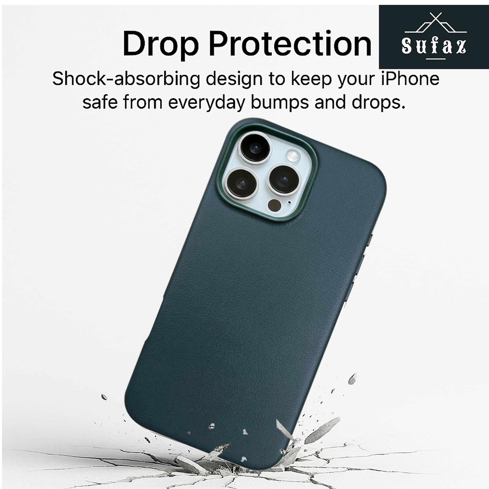SUFAZ Leather Case for iPhone 16 Pro Max, MagSafe Compatible, Green — photo 4