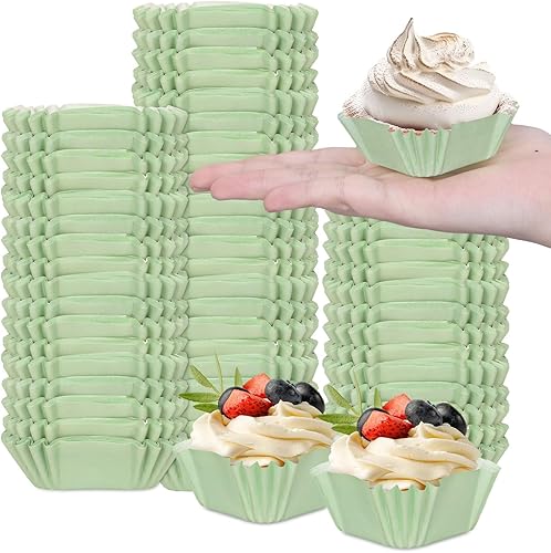 Miniatura 8 de Whaline 500 piezas de forros cuadrados para cupcakes, desechables, brownie, tazas para hornear, color café, envoltorios de cupcakes para baby