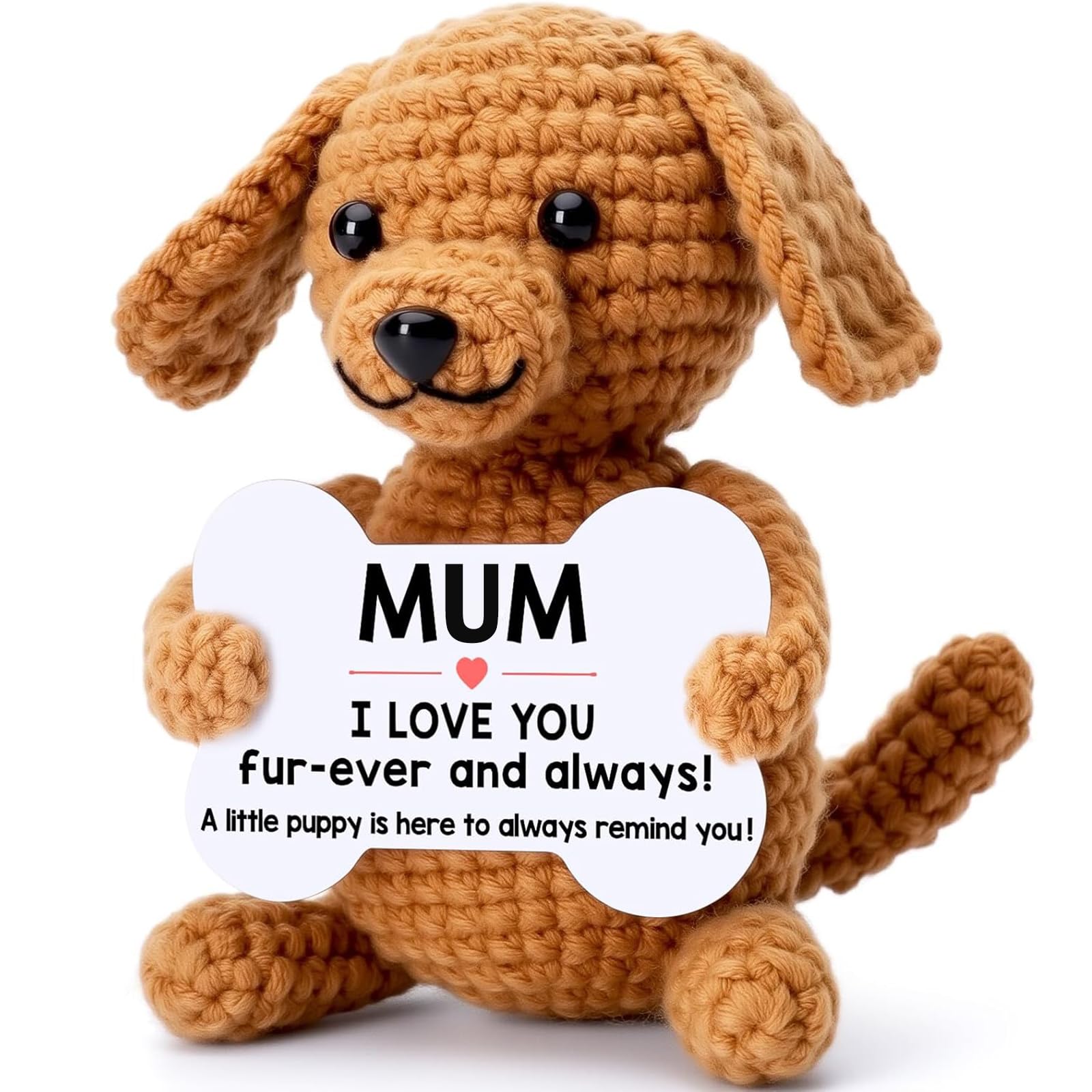 Handmade Emotional Support Crochet Positive Dog with Inspirational Cards — image 1