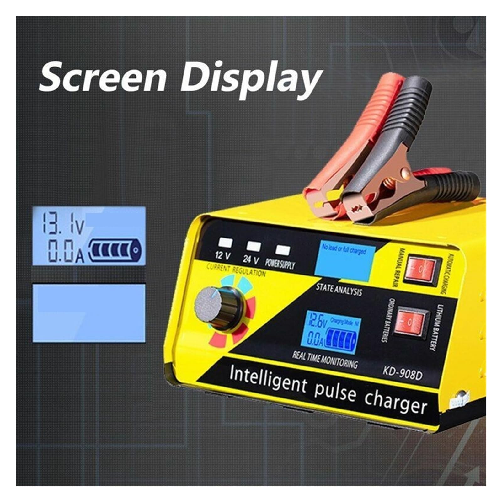 12V 24V Akumulator Smart Chager Inteligentna Ładowarka Naprawcza O Dużej Mocy Do Akumulatorów Kwasowo-ołowiowych Odpowiednia Samochodów Ciężarowych Łodzi łAtwa W UżYciu