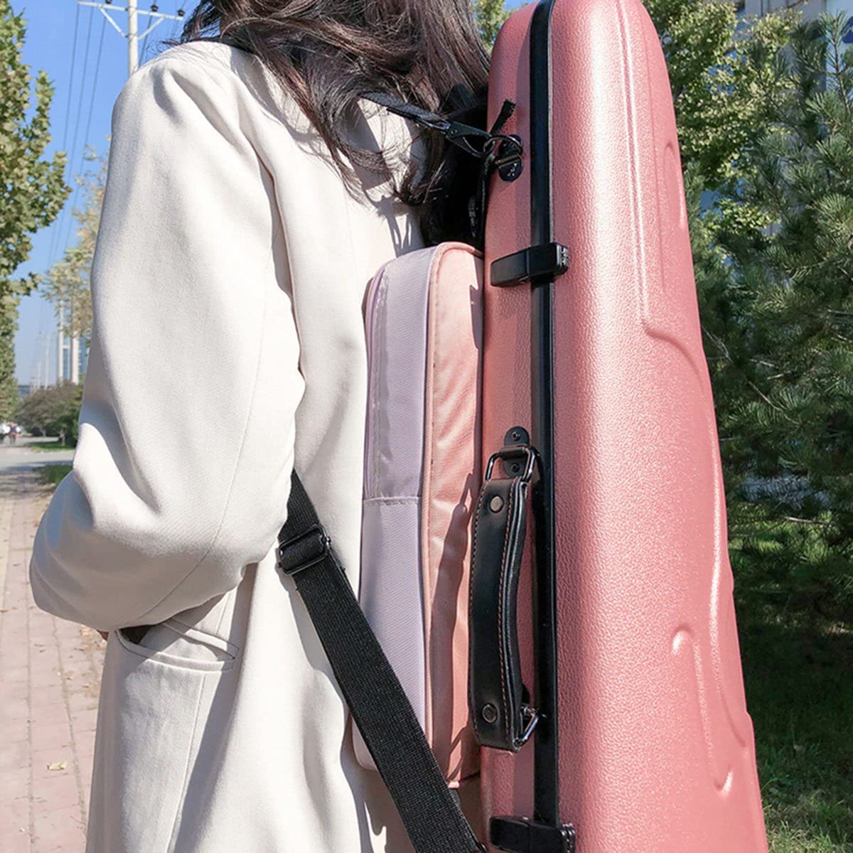 Estuche RíGido Universal de Fibra de Carbono de ViolíN Bolso Cuadrado Ligero para Partituras, Negro