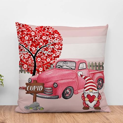 Fundas de cojín de San Valentín Love is in The Air para el día de San Valentín diseño de árbol de amor gnomo decoración del hogar fundas de almohada