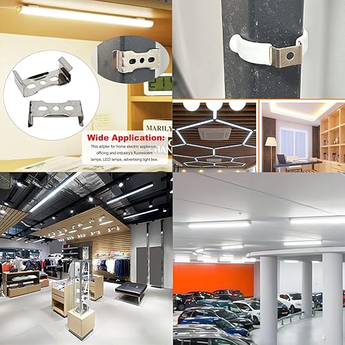 Miniatura 35 de Othmro Paquete de 100 clips T8 para tubo de luz LED, tubo fluorescente LED, acero al manganeso niquelado