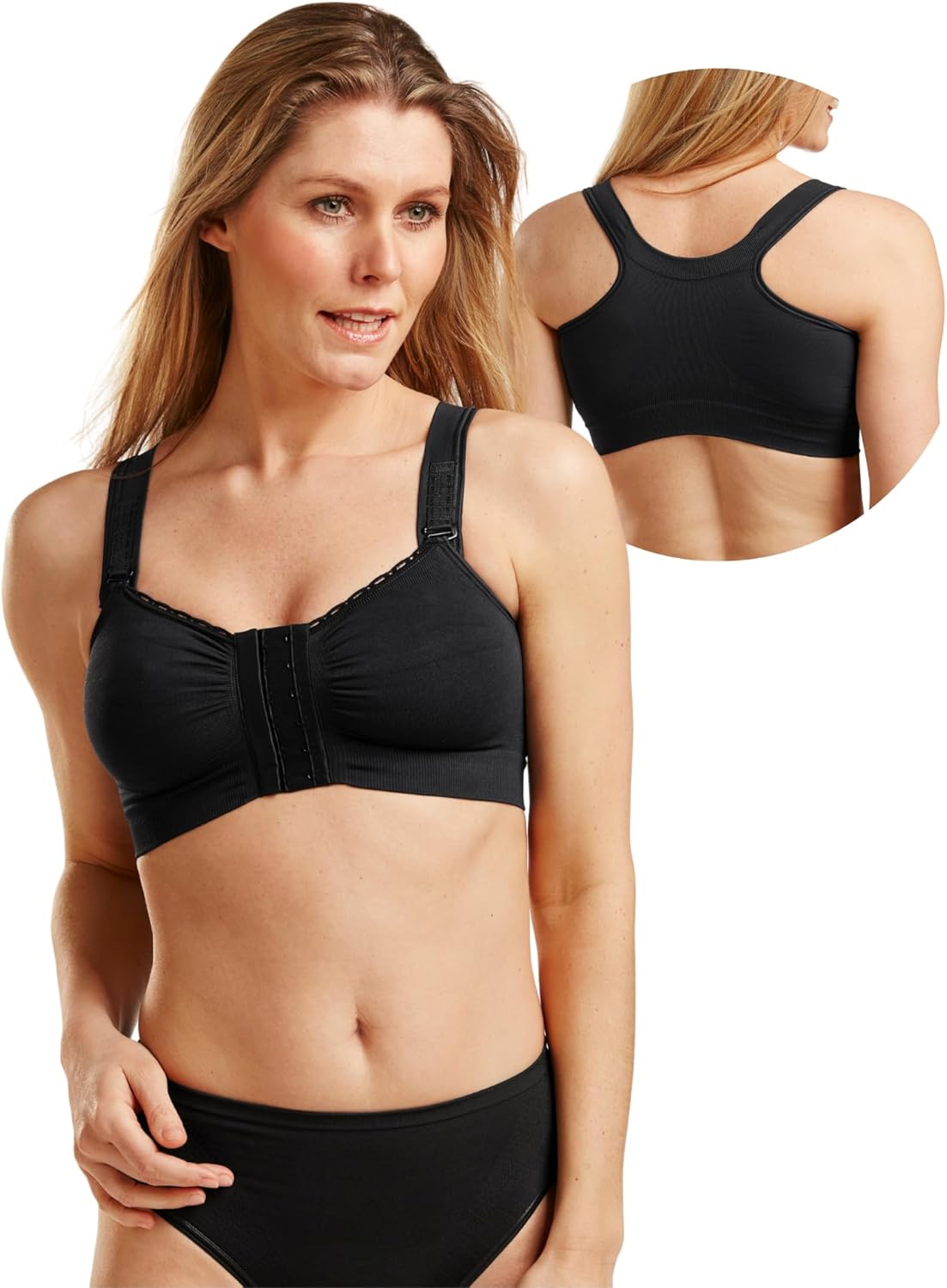 Alice Front Close Comfort Bra w/ Adjustable Straps #329150, Black, Small