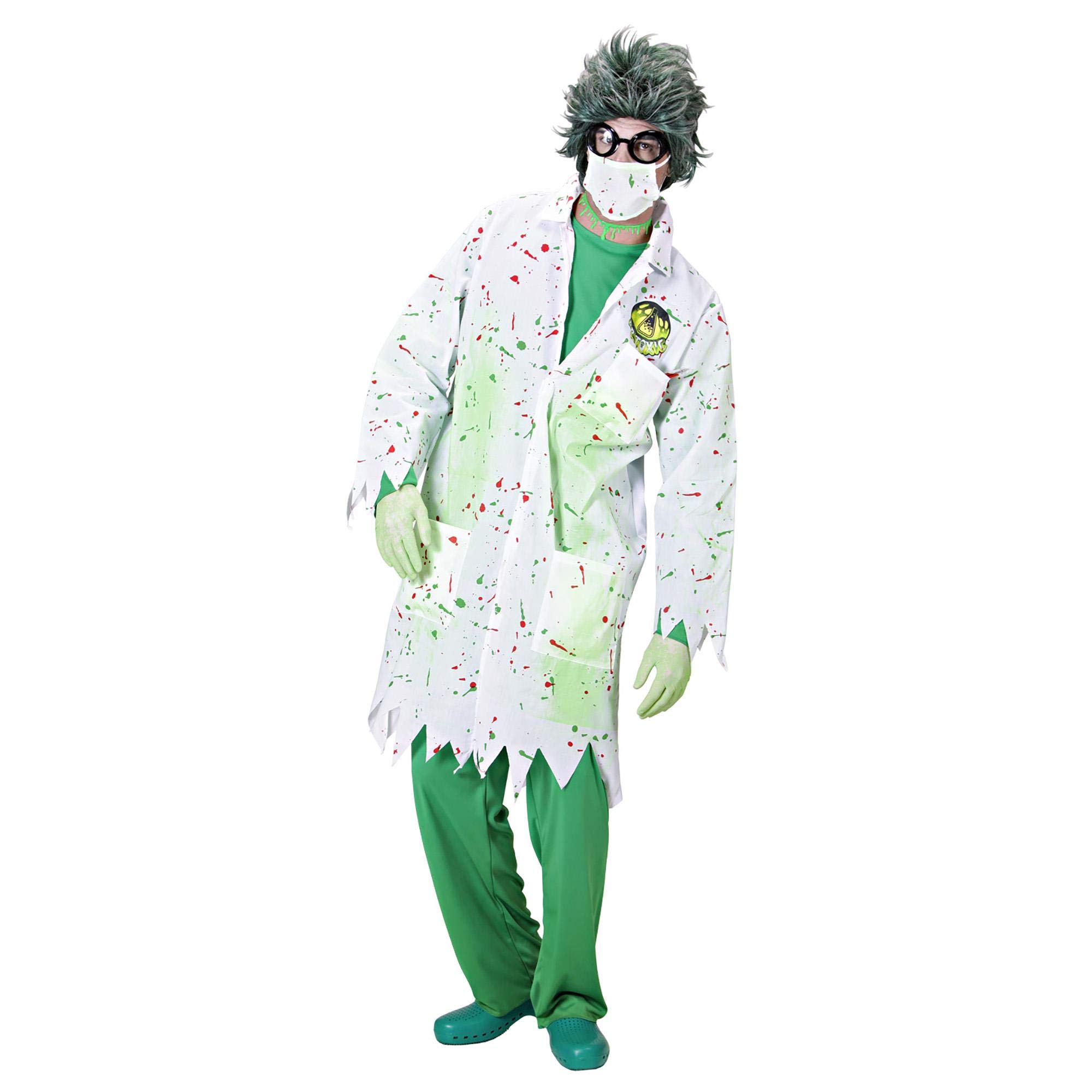 Widmann 98932 Adult Costume Dr. Toxic ? Jacket with Mask and Latex Gloves, Green/White - Image 3