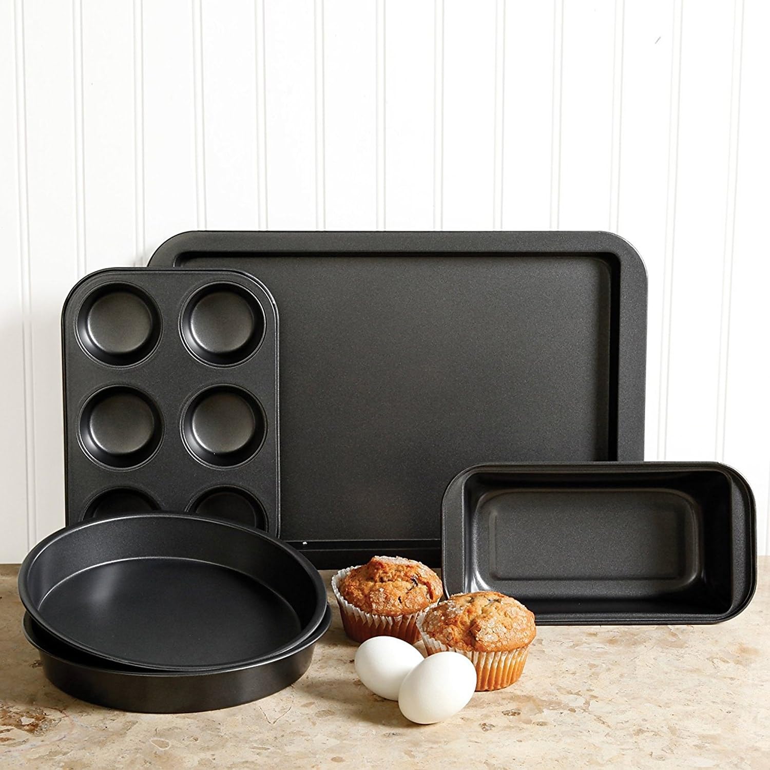 Love-to-Bake Backformen-Set aus Stahl, antihaftbeschichtet, 5-teilig