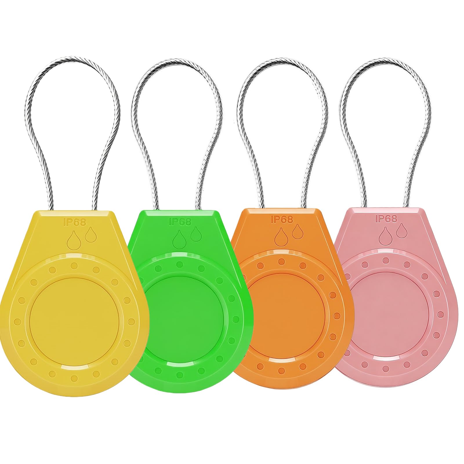 Air Tagholder Keychain Case with Steel Wire Cable &amp; Hex Lock, Waterproof Anti-Lost Shockproof Cover Compatible with Apple Air Tag for Luggage, Backpack, Keys (Yellow+Green+Orange+Pink)