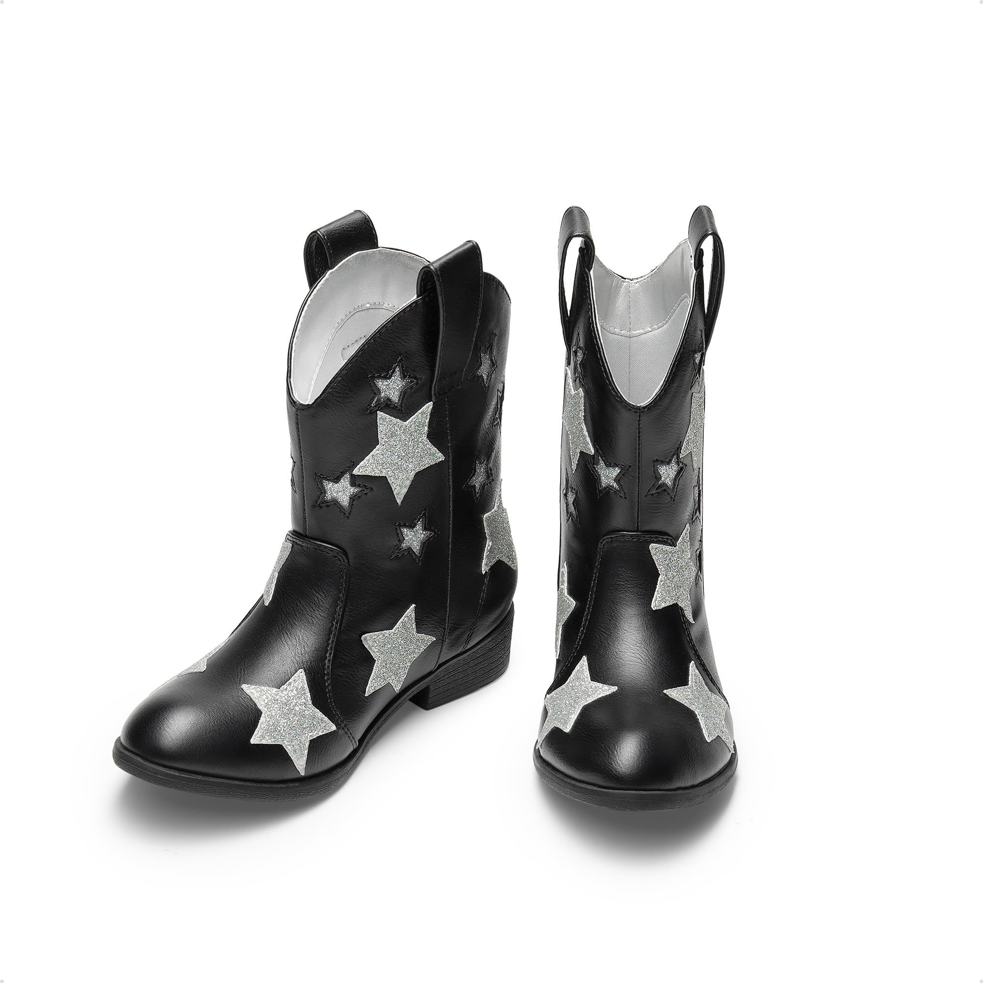 DREAM PAIRS Dziewczęce buty kowbojskie do połowy łydki brokatowe westernowe