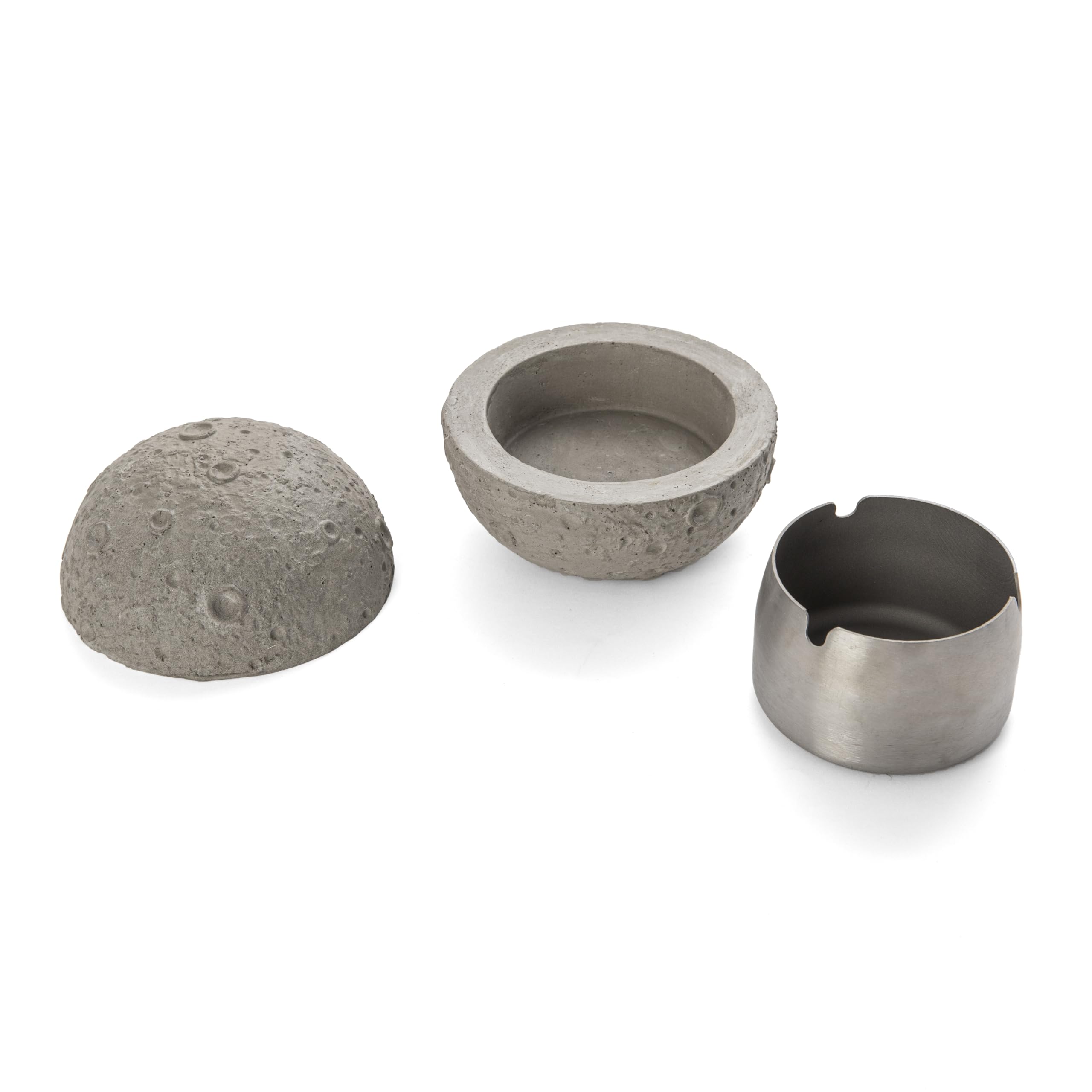 Posacenere Originale Luna Acciaio Inox Cemento Grigio 10 x 10 cm