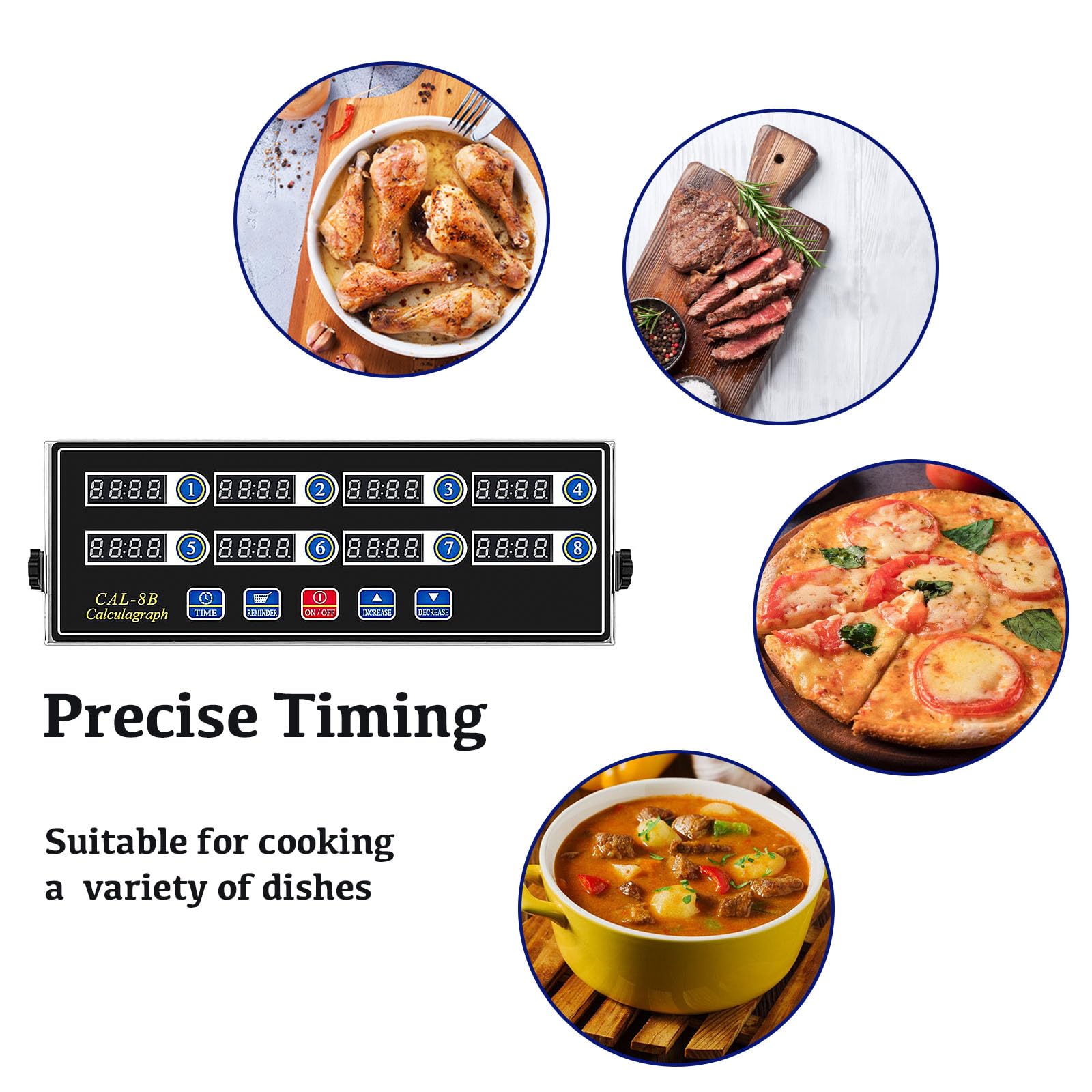 Timer da cucina digitale a 8 canali, timer da cucina commerciale per cucinare con allarme forte, impostazioni indipendenti, conto alla rovescia multi-canale, promemoria orologio per ristorante