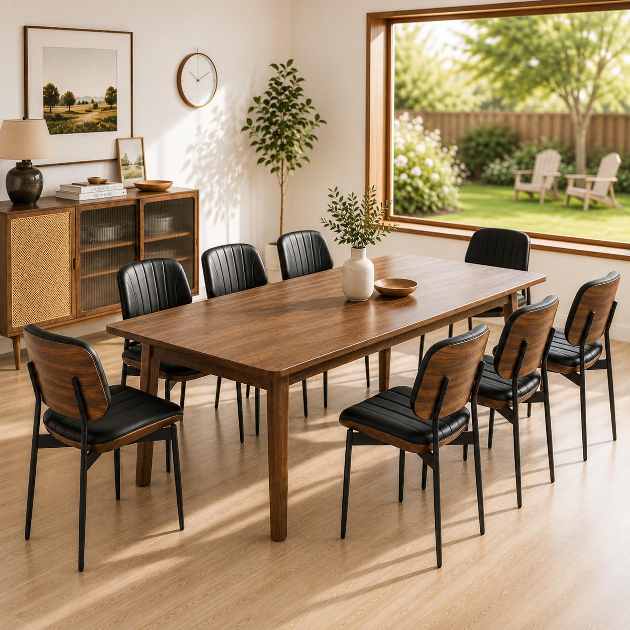 YaFiti Dining Chairs Set of 8, Mid Century Modern PU Leather Kitchen Chairs