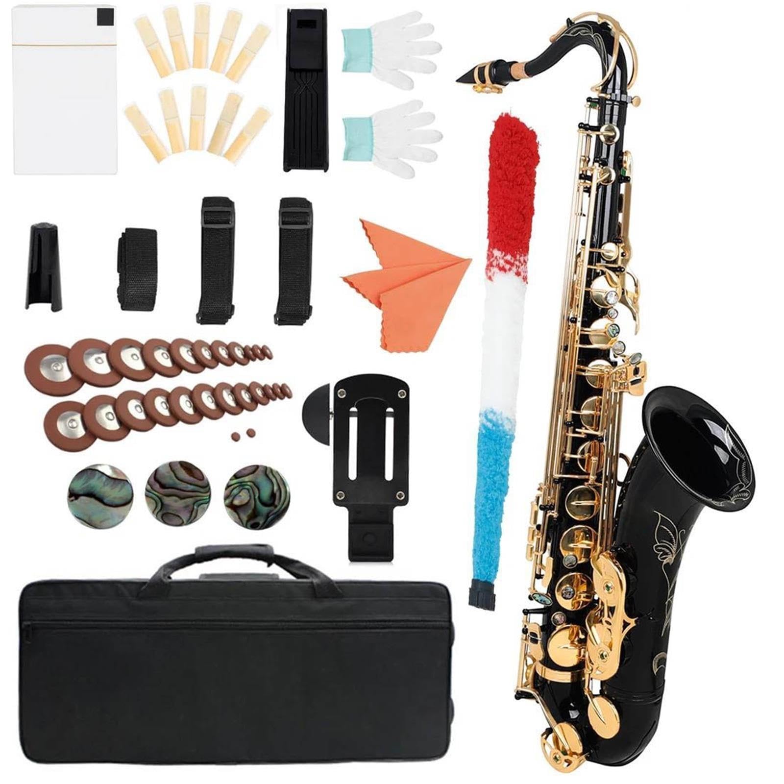 Saxophone Instruments De Musique Coffret Saxophone Ténor Sib Noir Or