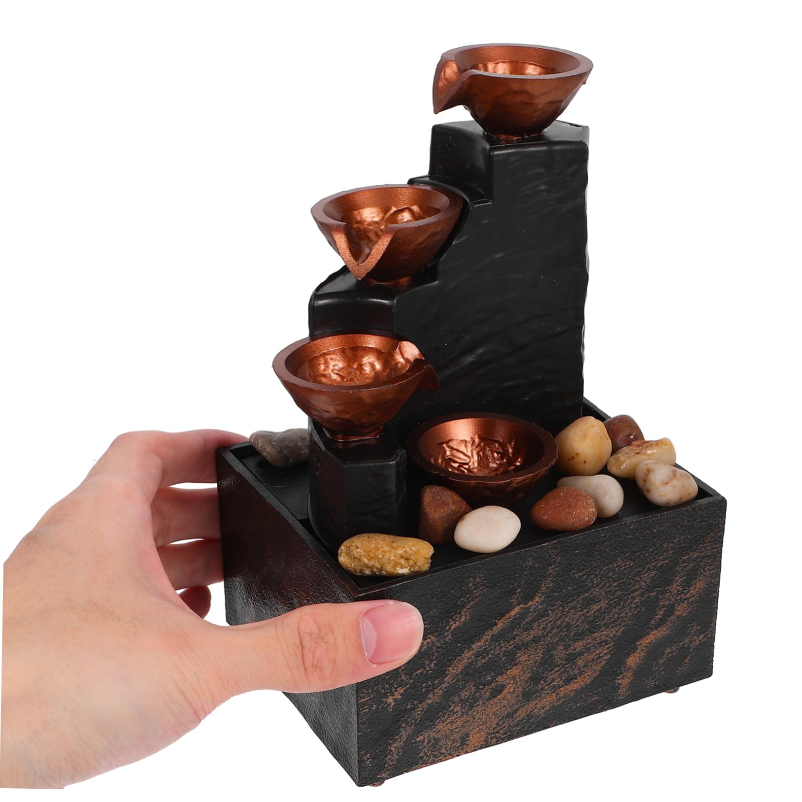 POPETPOP Fuente Pequeña de Escritorio con Iluminación Ambiental Suave y Material Hips, Compacta y Portátil para Decoración de Mesa en Oficina o Estantería
