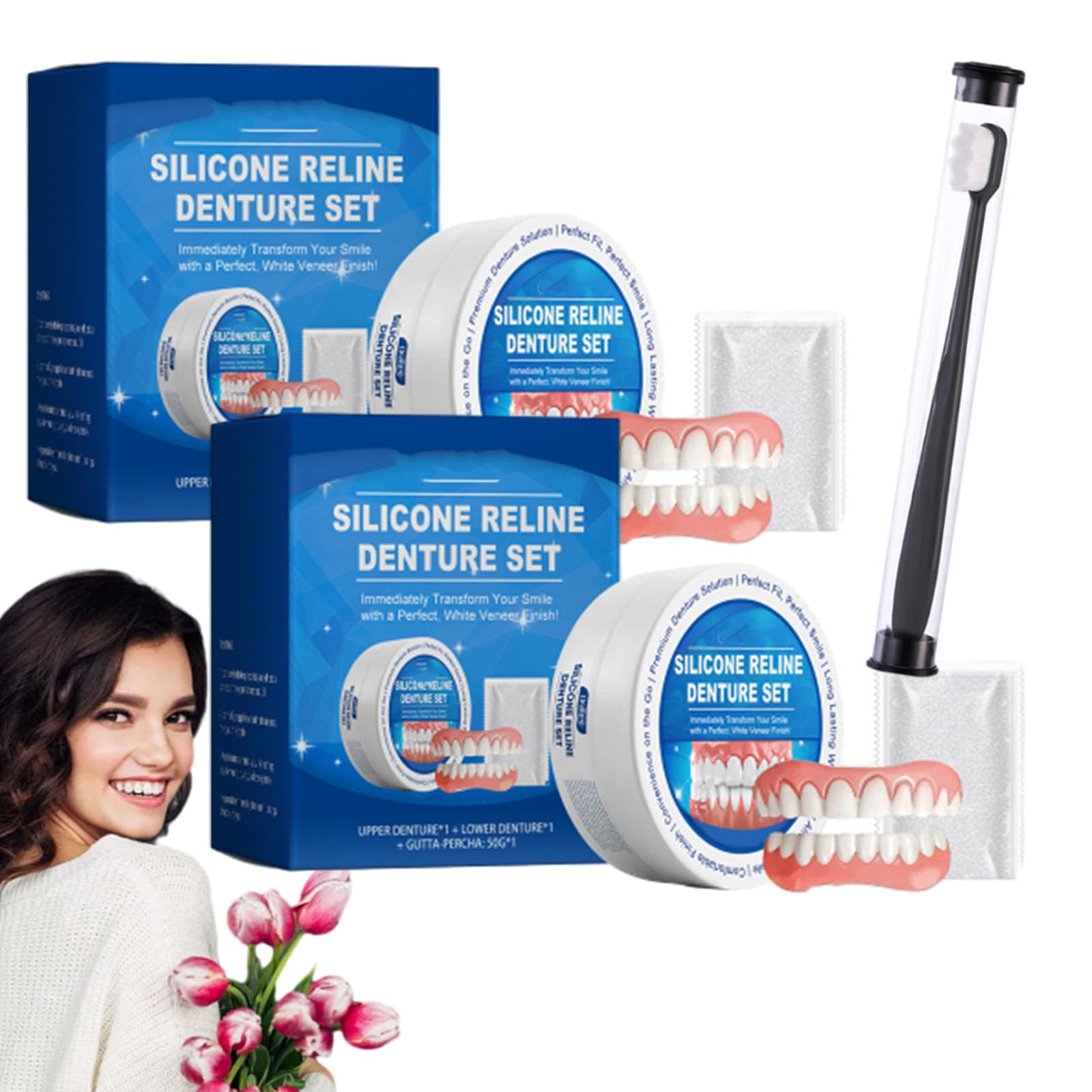 Silicone Reline Denture Set - Professional Kit for Women & Men (2 Set)