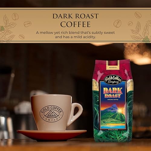 Miniatura 6 de Gold Coffee Dark Roast Café molido, 1 libra (paquete de 1) - Café instantáneo tostado a la perfección, un café molido de tostado medio, rico en