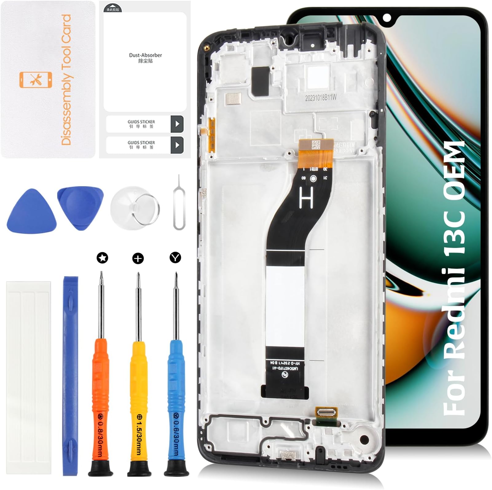 for Xiaomi Redmi 13C 6.74" OEM LCD Screen Replacement with Midnight Black Frame Original IPS LCD Display Touch digitizer Screen Assembly