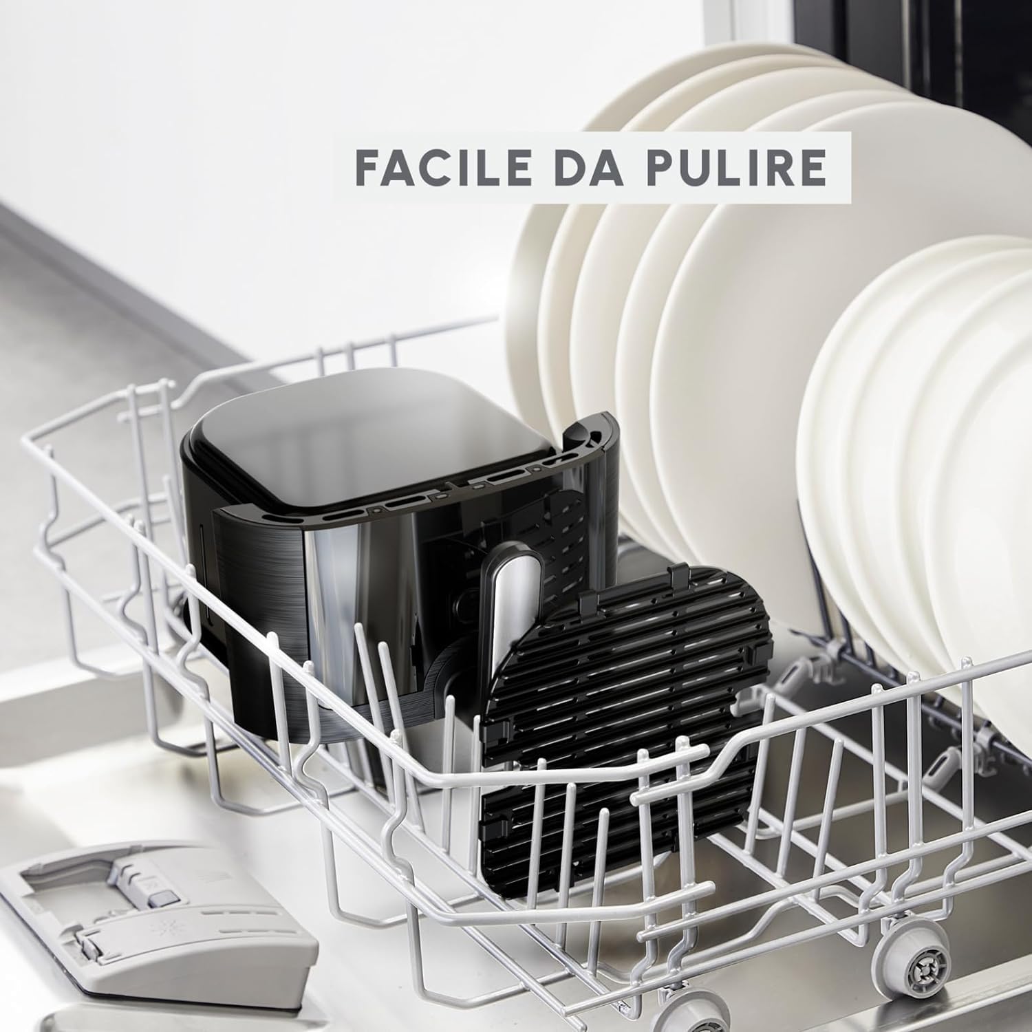 Moulinex Easy Fry Max Friggitrice ad Aria, 5 Litri/ 1Kg , Capacità 6 Persone, 1500 W, 10 Programmi di Cottura, Risultati Veloci, Touchscreen, Cestello Lavabile in Lavastoviglie, EZ2458