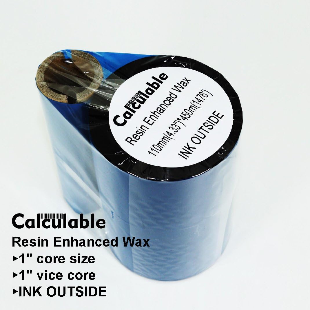 Best Deal Calculable 12 Rolls Pack 4.33 x1476' (110mm X 450m) Thermal Transfer Wax Ribbon Core 1 Barcode Ribbons Wax Ribbon for Datamax Zebra Intermec Sato Eltron Featured Product Calculable 12 Rolls Pack 4.33 x1476' (110mm X 450m) Thermal Transfer Wax Ribbon Core 1 Barcode Ribbons Wax Ribbon for Datamax Zebra Intermec Sato Eltron