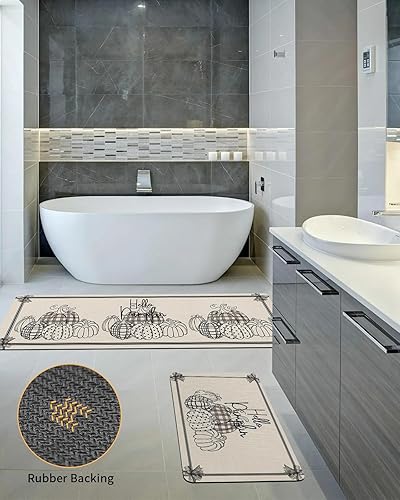 Miniatura 3 de Thanksgiving Fall Bath Mat for Tub,Non Slip Bathroom Floor Runner Rug Quick Dry & Absorbent Diatomaceous Earth Shower Sink Kitchen Washable