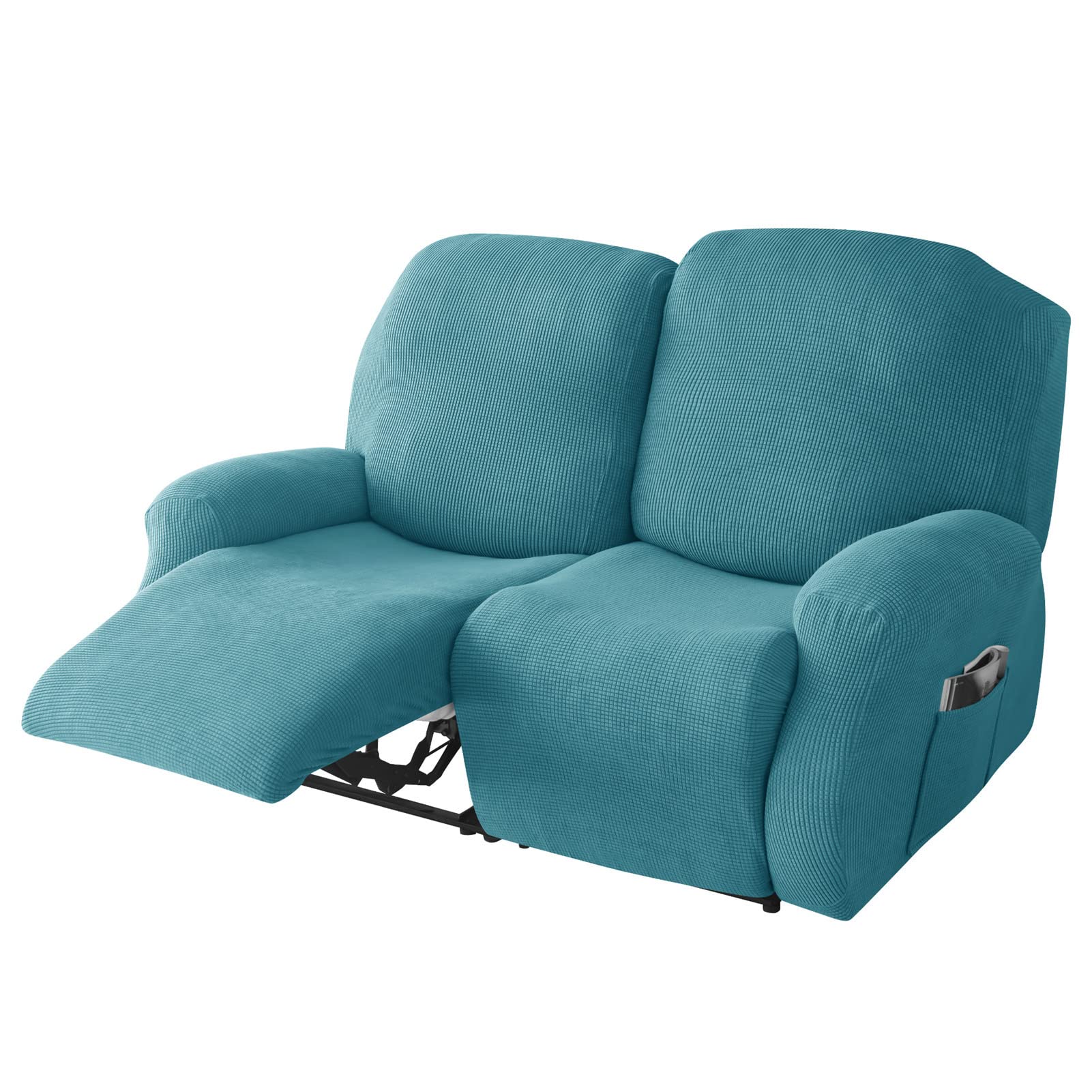 Housse de canapé inclinable bleue pour un salon familial chaleureux