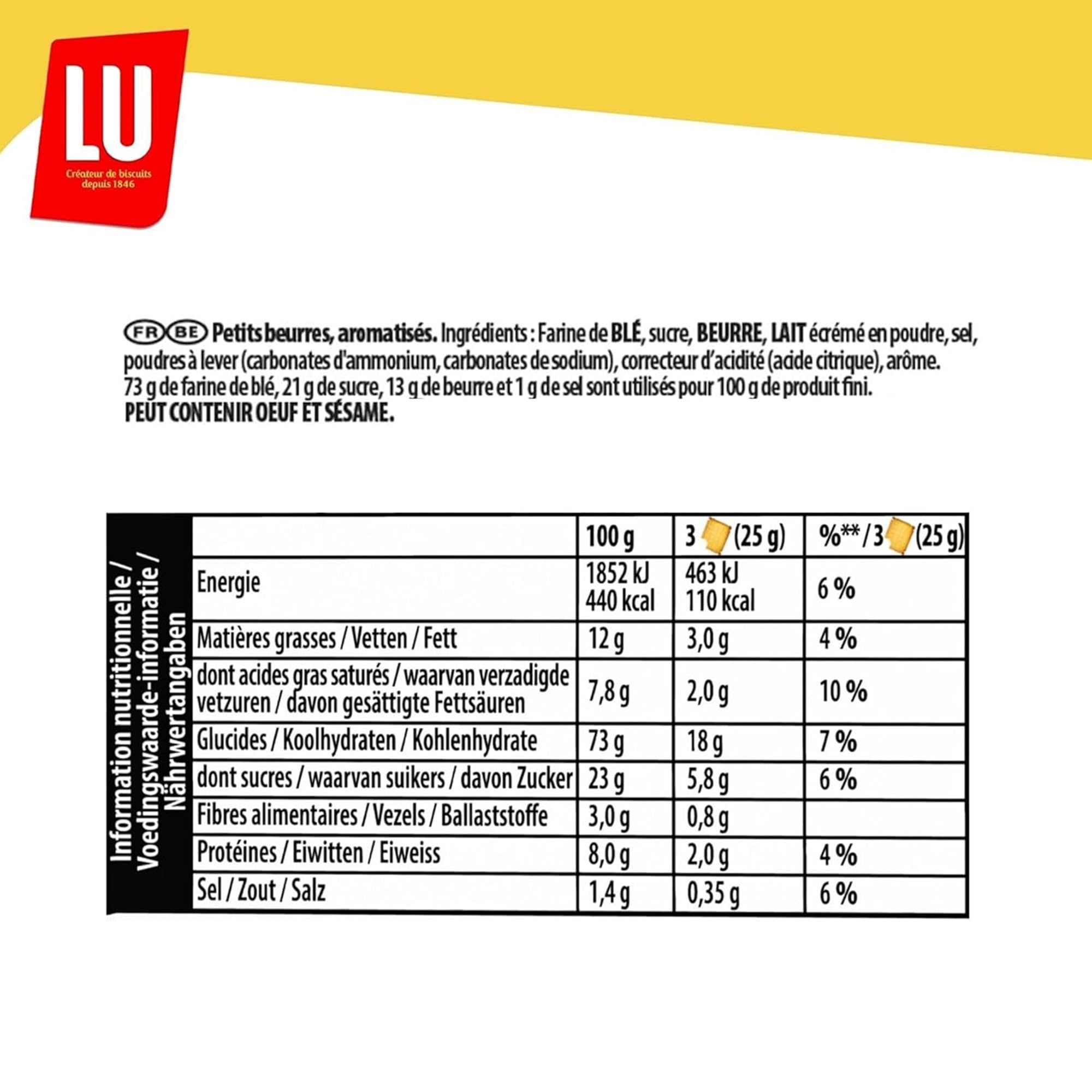 LU - Genuine Petit Beurre Pocket - 4 scatole da 12 sacchetti da 3 biscotti Petit Beurre - Set di biscotti in sacchetti singoli - Ideale per uno spuntino gourmet per bambini - Set di 4x300g