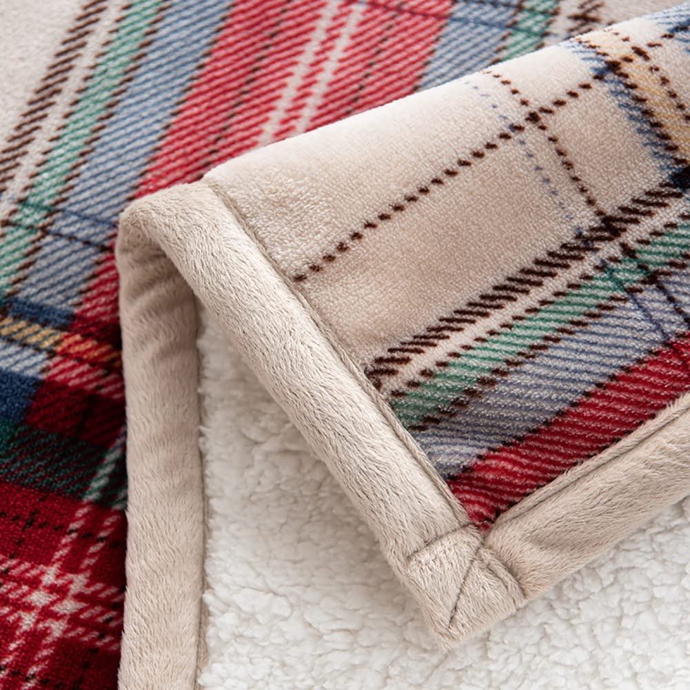 JAWSEU Karierte Decke Überwurf, Büffel Flauschige Wohndecke, Weihnachten Karo Warme Plüsch Mikrofaser Winter Reversible Decke Kuscheldecke Sofadecke Schlafdecke Decke 127 * 152cm