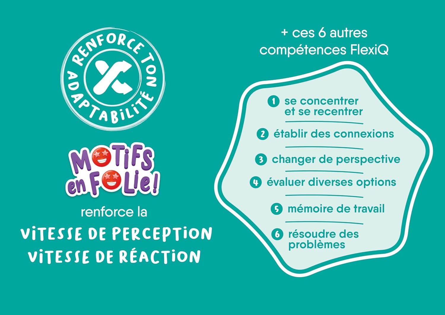 Asmodee FlexiQ Motifs en Folie – Board Games – Card Games – Observation Games for Children from 5 Years, 2 to 4 Players – French Version