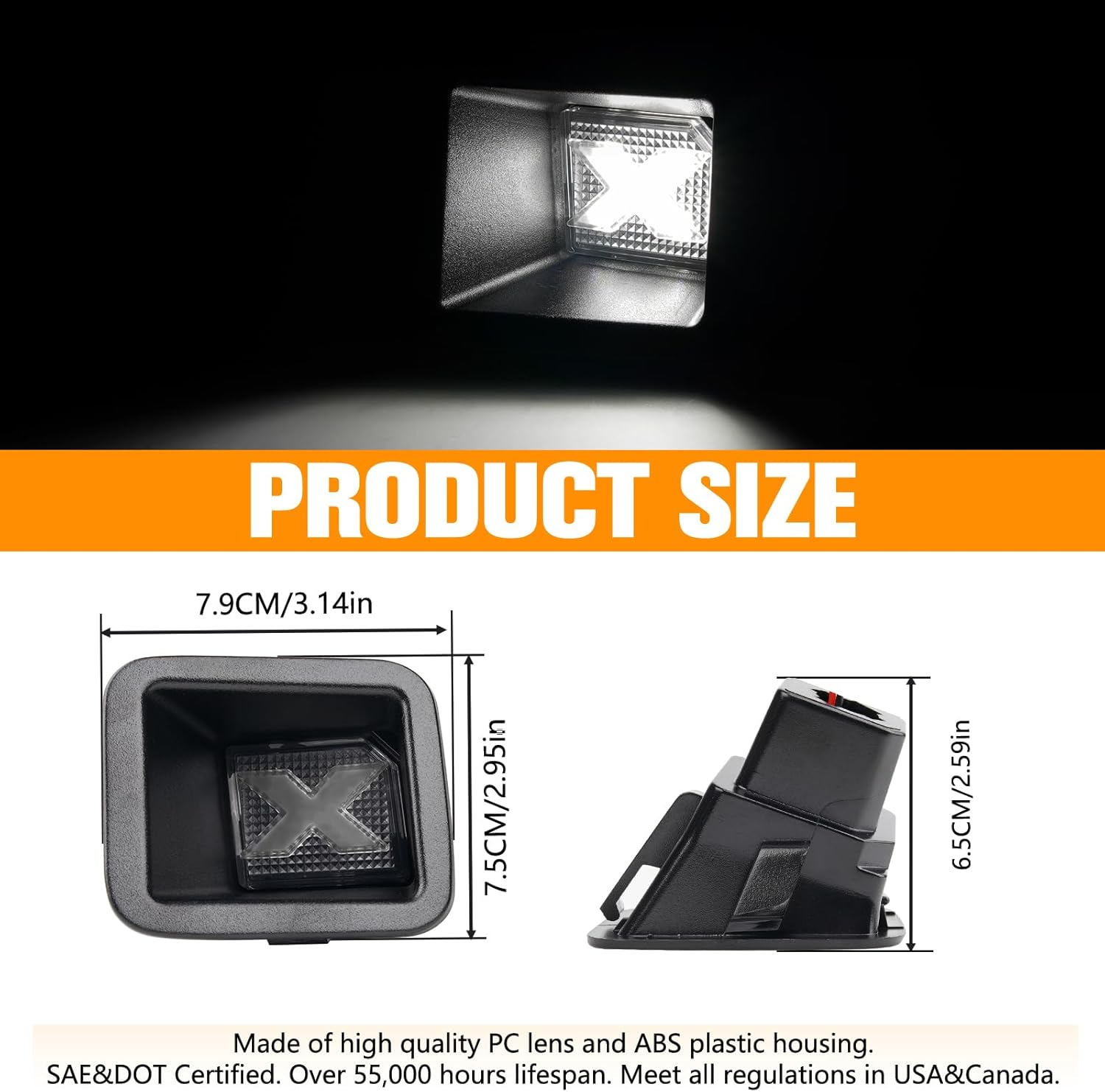 Gempro Xstyle LED License Plate Light For 2017-2025 Ford F250 F350 F450 Super Duty Pickup Truck Tag Lamp Assembly, 6000K Clear Lens [Patent Pending] Spirit Snake Series 2pcs