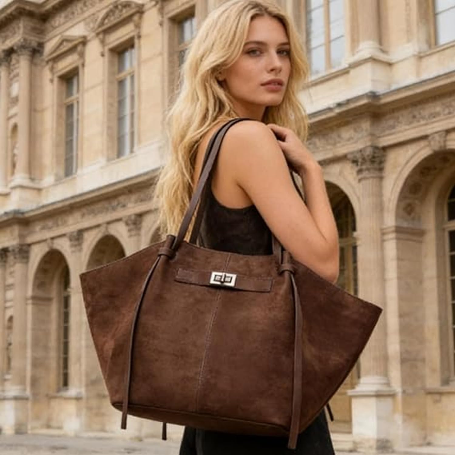 Générique Sac de cours femme élégant – Sac à main haute capacité et cuir végan lisse – Idéal pour le travail ou les cours universitaires