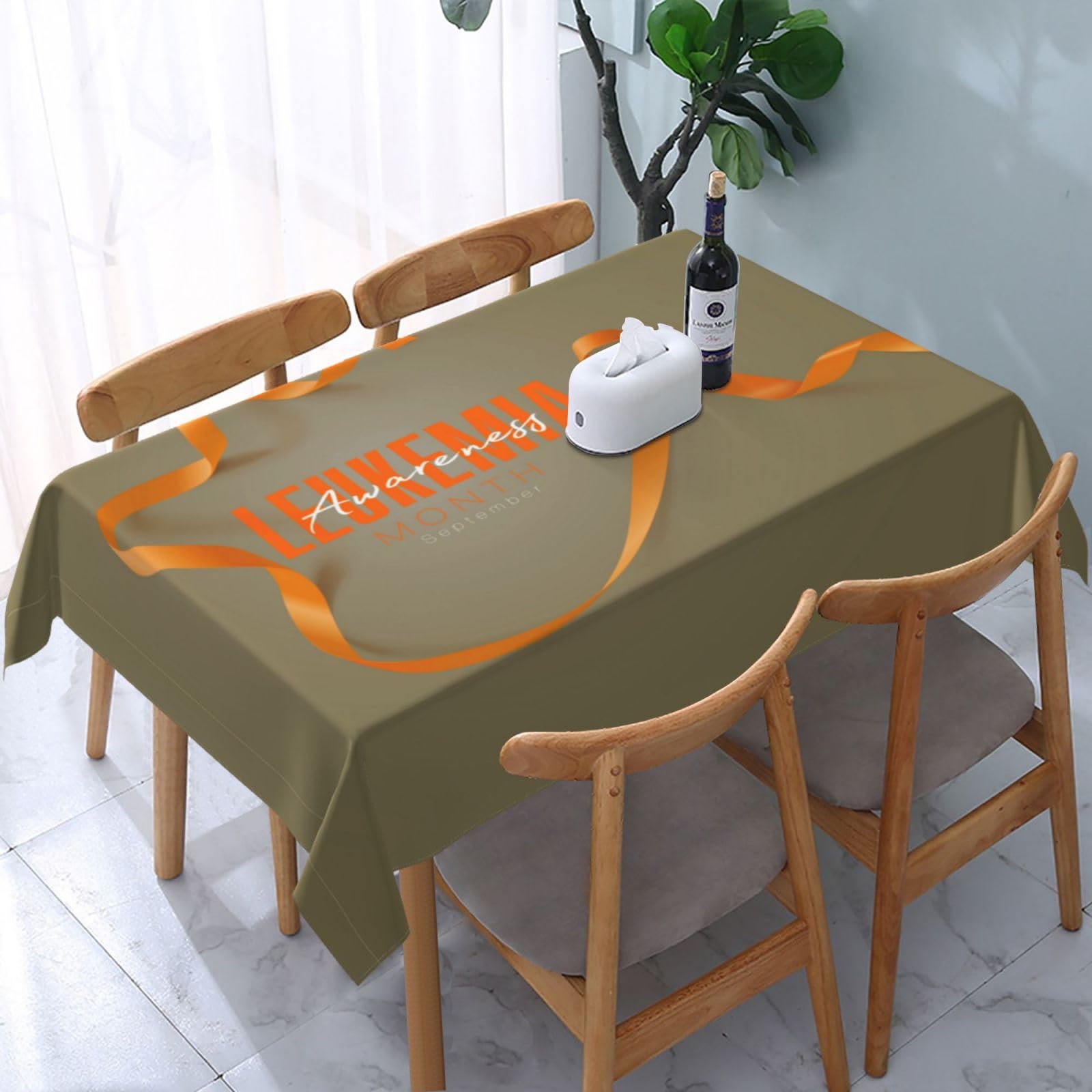 JunHeArt Leukemia Awareness Month Tablecloth Rectangle Table Cover Washable Table Cloths Decor For Kitchen 54" X 72"