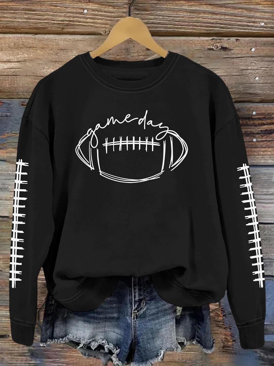 Womens Game Day Sweatshirt Crewneck Long Sleeve Funny Football Graphic Shirt Pullover Tops - Image 3