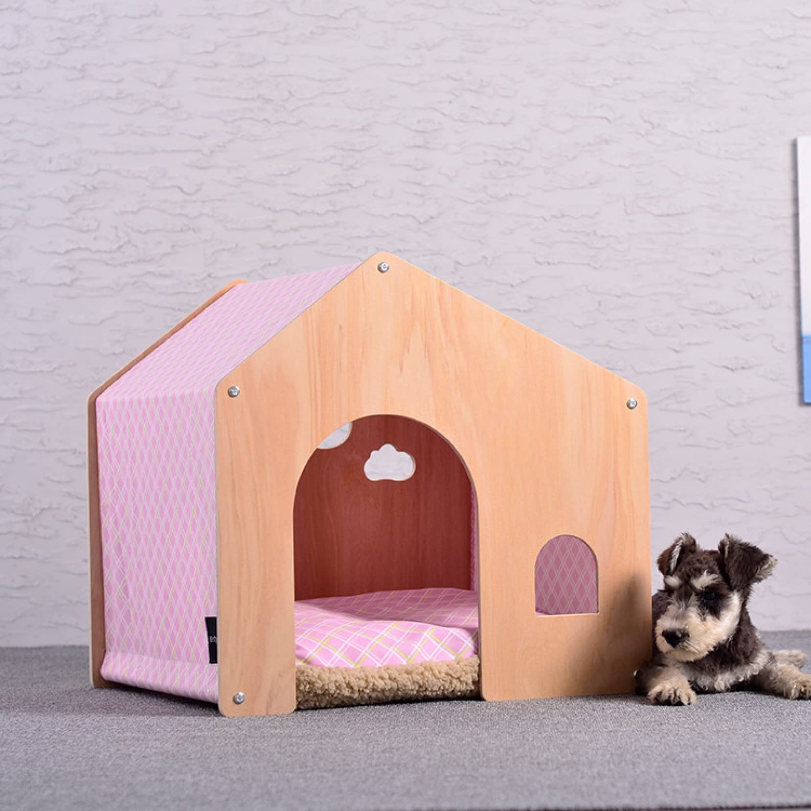 Amazon | [JUI3N] 犬小屋 猫舍 犬舎 ペットハウス 北欧 屋内屋外 52*47 