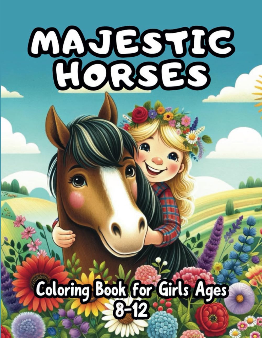 Majestic Horses - Enchanting Horse Coloring Book for Girls Ages 8-12: 70+ Pages of Beautiful Horse and Pony Designs for Kids Seeking Creativity, Relaxation, and Fun