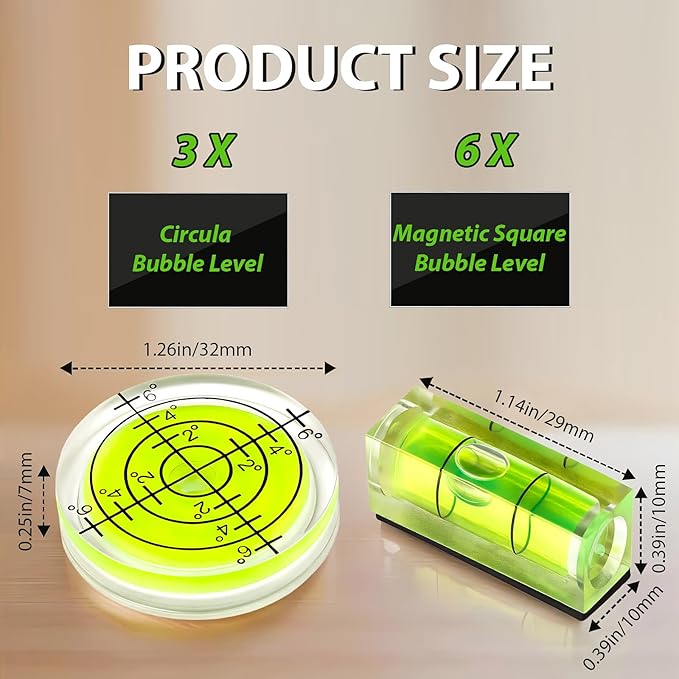 Auniwaig 9 Piezas Nivel de Burbuja Pequeño, Niveles Magnéticos miniatura 2