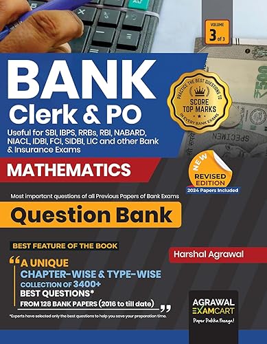 Examcart Bank Clerk &amp; PO Math Question Bank by Harshal Agrawal For All 2024 Bank Exams (SBI | IBPS | RRBs | RBI | NABARD) in English