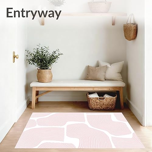 Miniatura 4 de ODIKA Alfombra de alta resistencia para áreas de alto tráfico 4x6, Jardín Zen, antideslizante, resistente a manchas, alfombras lavables para sala de