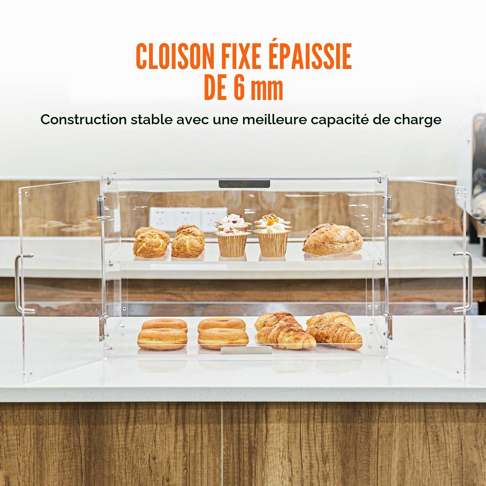 VEVOR Présentoir à Pâtisserie à 2 Niveaux Vitrine de Boulangerie Transparente en Acrylique Léger Étagère Présentation Pâtisserie pour Pain Viennoiserie Dessert Bonbons Bar Café Magasin Restaurant