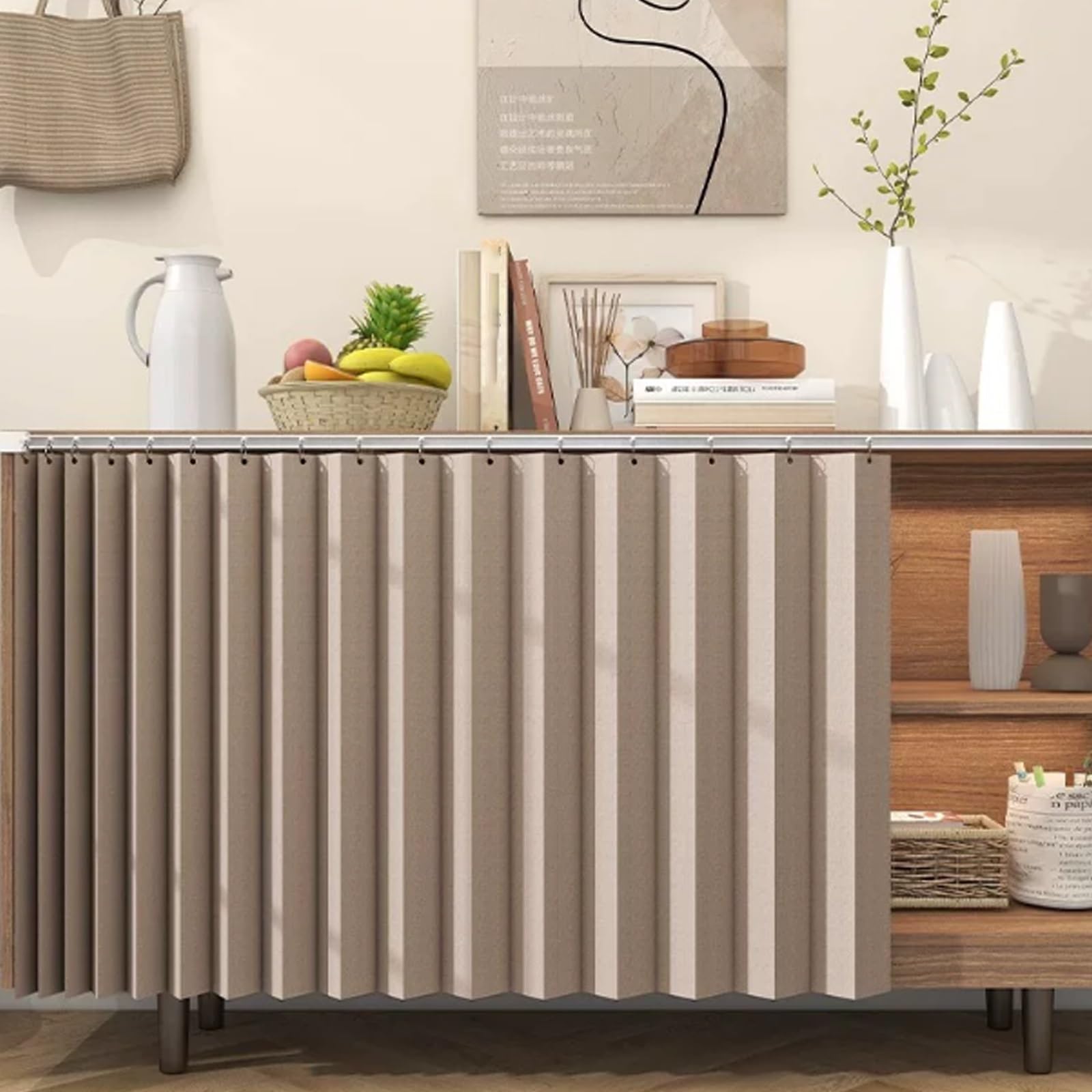 Rideau pour meuble et placard sans porte pour cacher le désordre facilement