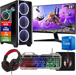 PC Gamer Completo Intel Core i7 16GB SSD 1TB Radeon RX 580 8GB 256 Bits 400W Monitor 23" Kit Gamer Strong Tech