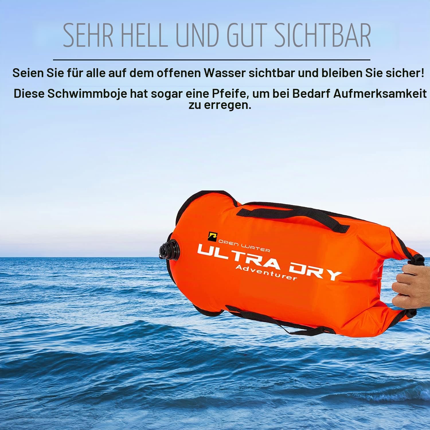 Swim Buoy Tow Float Gut sichtbarer Schwimmschwimmer Trockensack mit verstellbarem Hüftgurt, Tragegurt, wasserdichte Handyhülle für offenes Wasser, Wassersport, Schwimmen, 28L Orange