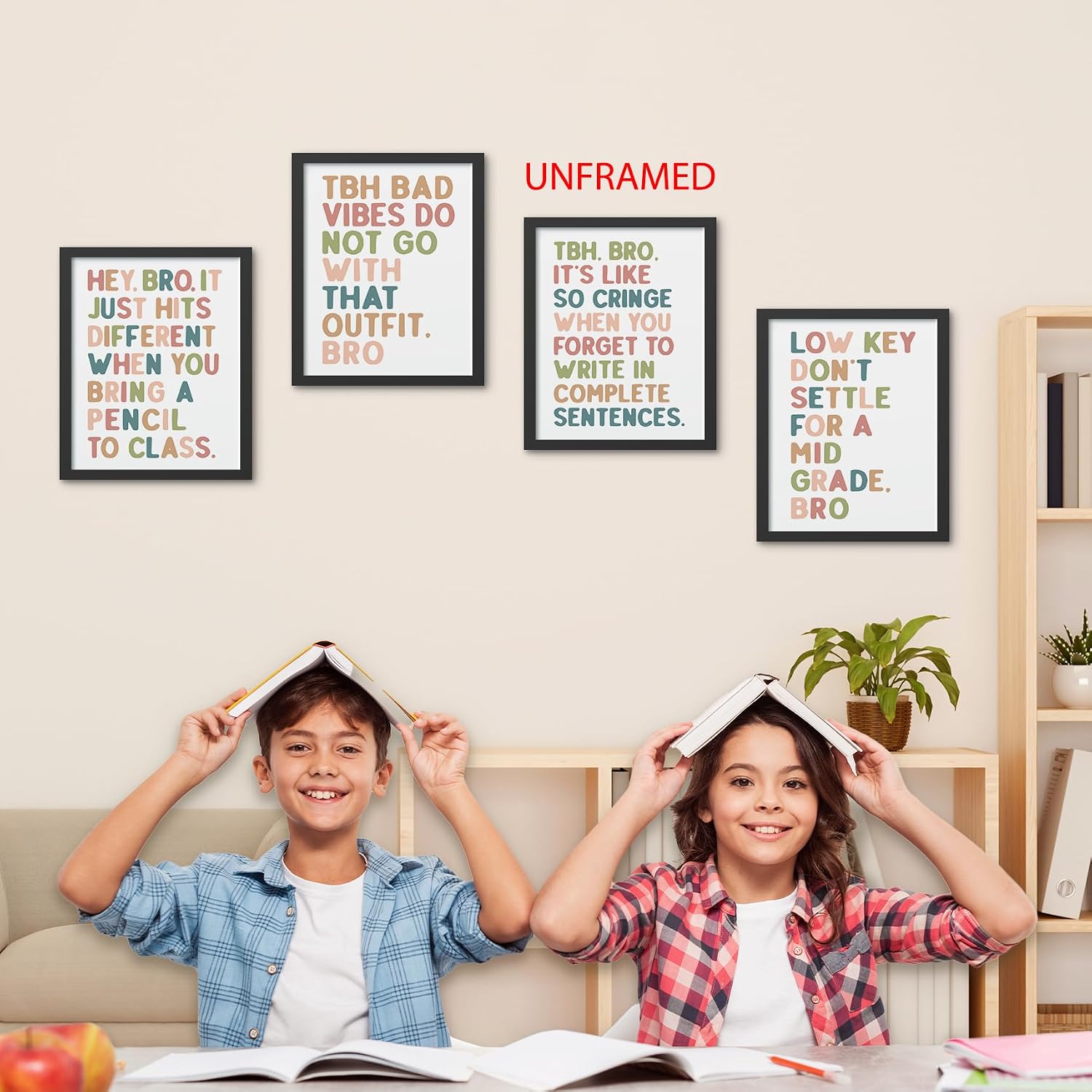 Hxlac Funny Classroom Wall Art Prints Set of 4, Middle High School Posters Wall Decor, Colourful Middle Classroom Decor, Funny Reading Room Wall Decor, 8x10 Inch Unframed image 2
