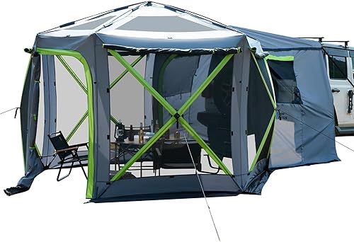 JOYTUTUS Dual-Use Pop up SUV Tents for Camping, 10x10.5 Ft Big Space 2 Rooms Car Tent, SUV Tailgate Tent for Family Camping, 5 Sides Canopy,